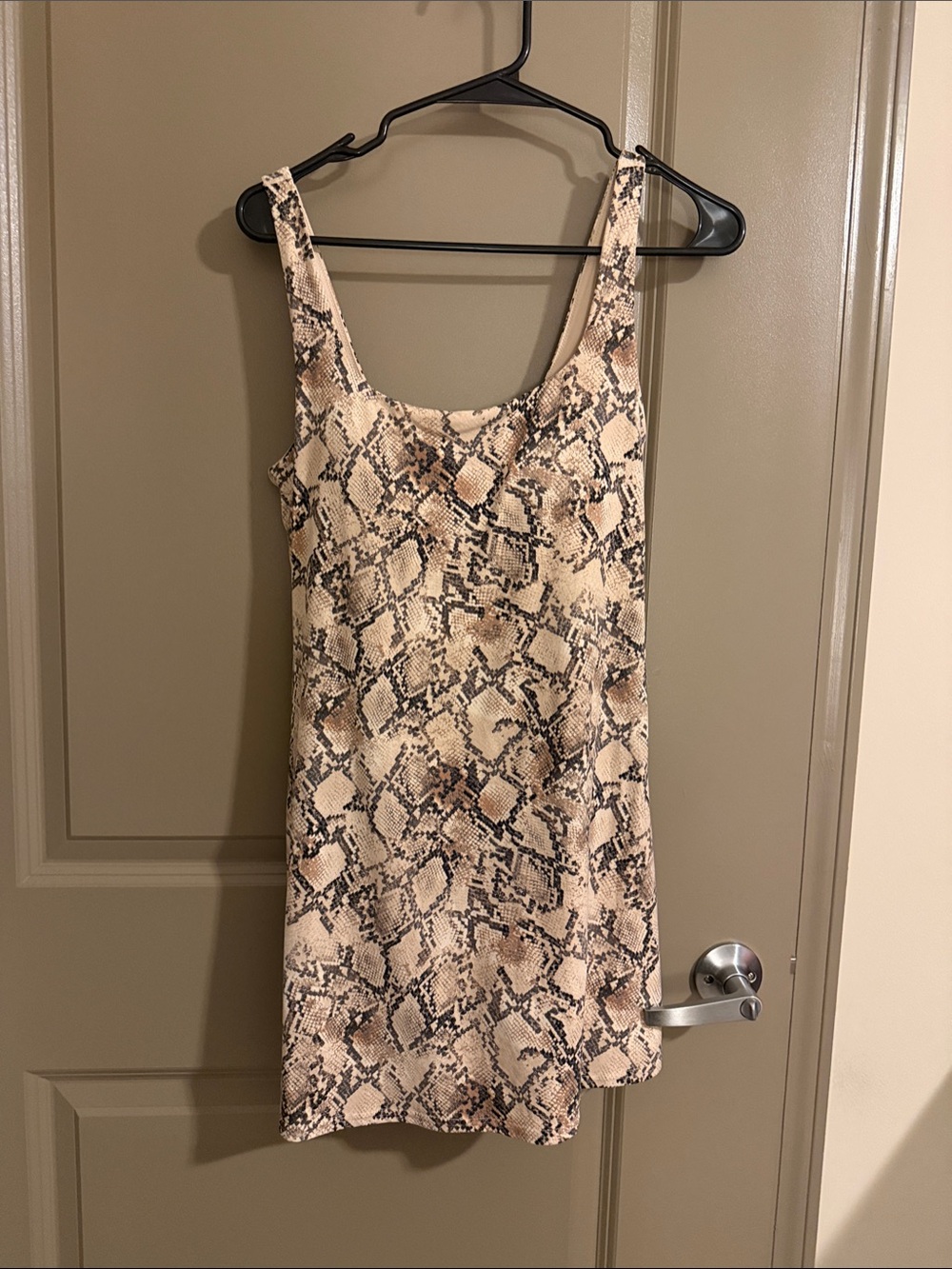 aerie Beige and Brown Snake Print Mini Dress